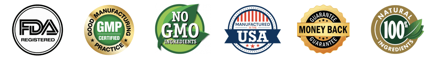 GutSave FDA-registered, GMP-certified, non-GMO quality and safety badges