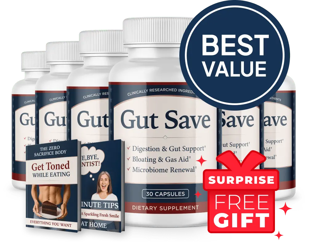 GutSave 6-bottle best-value package for a full 180-day supply